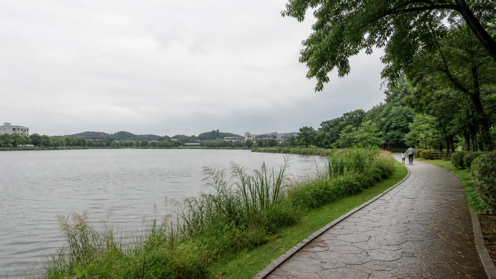 울산의 호숫가 산책로 일상을 표현한 생활 이미지 연출