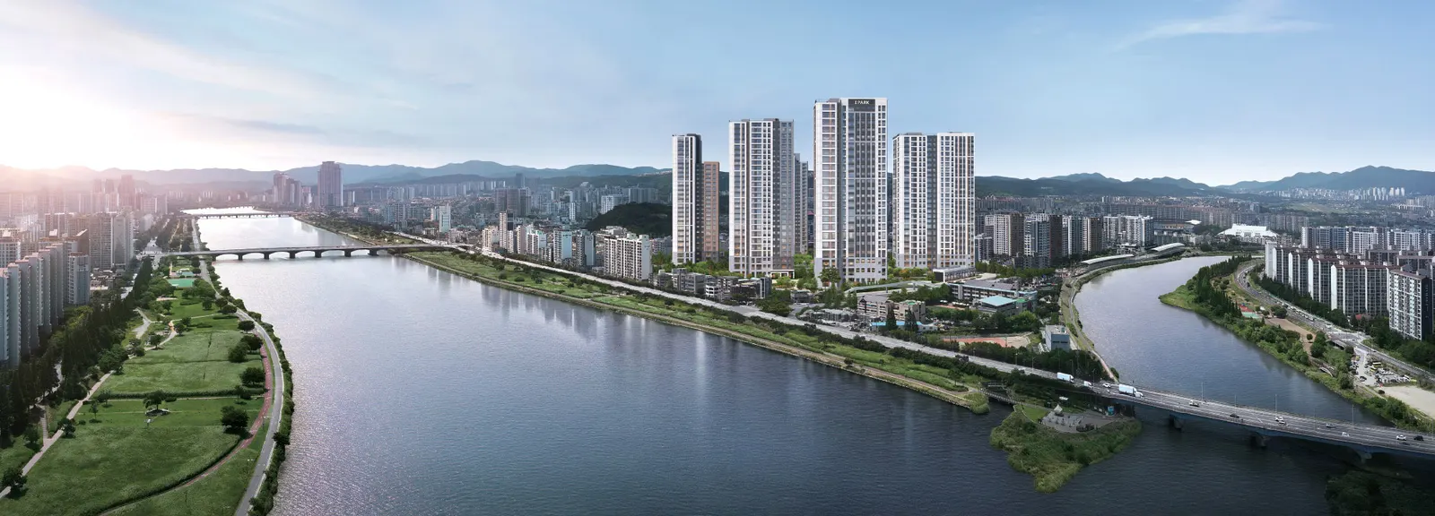 태화강 쪽에서 본 태화강 센트럴 아이파크 조감도(CG)