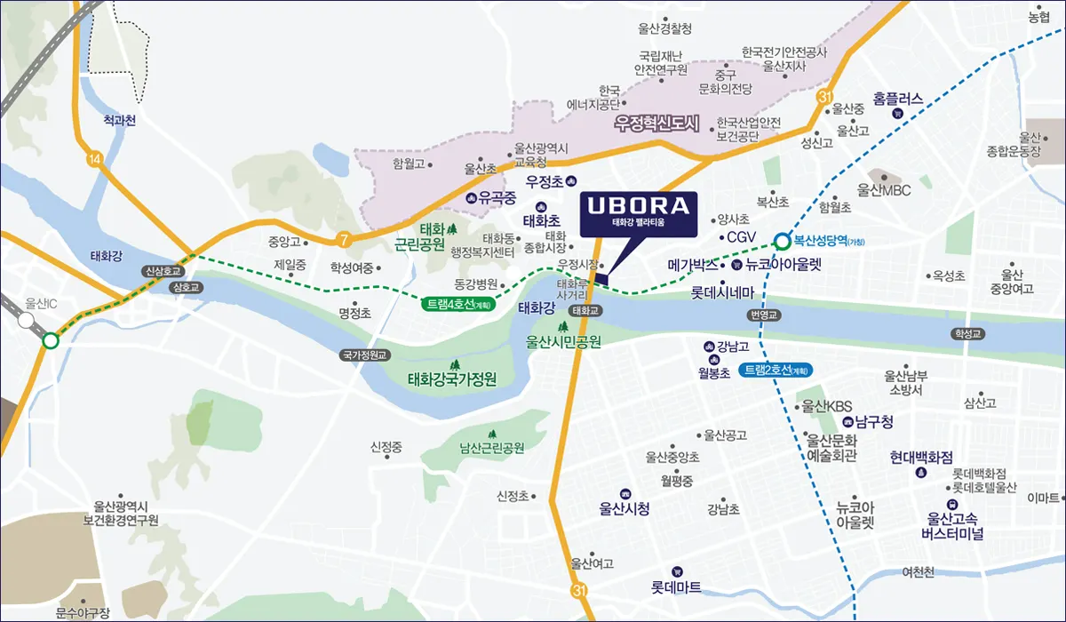 태화강 유보라 팰라티움 입지도